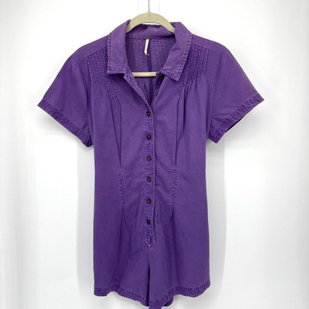 Free People Keep It Crisp Shortall Women XS Ultra Violet Purple Pleated